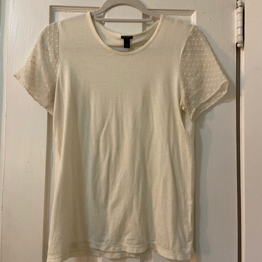 Off-white tshirt with mesh polka dot sleeves